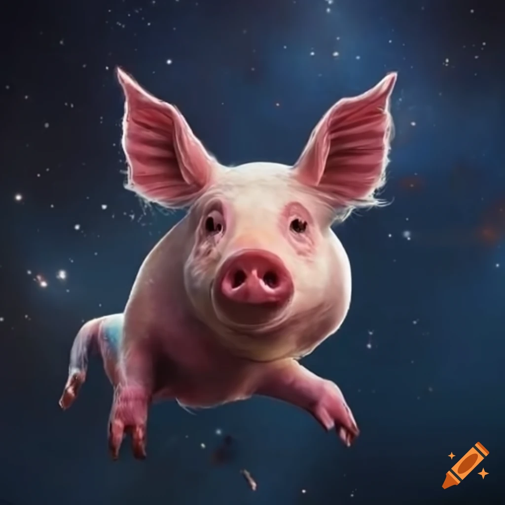 Pigs flying in space on Craiyon
