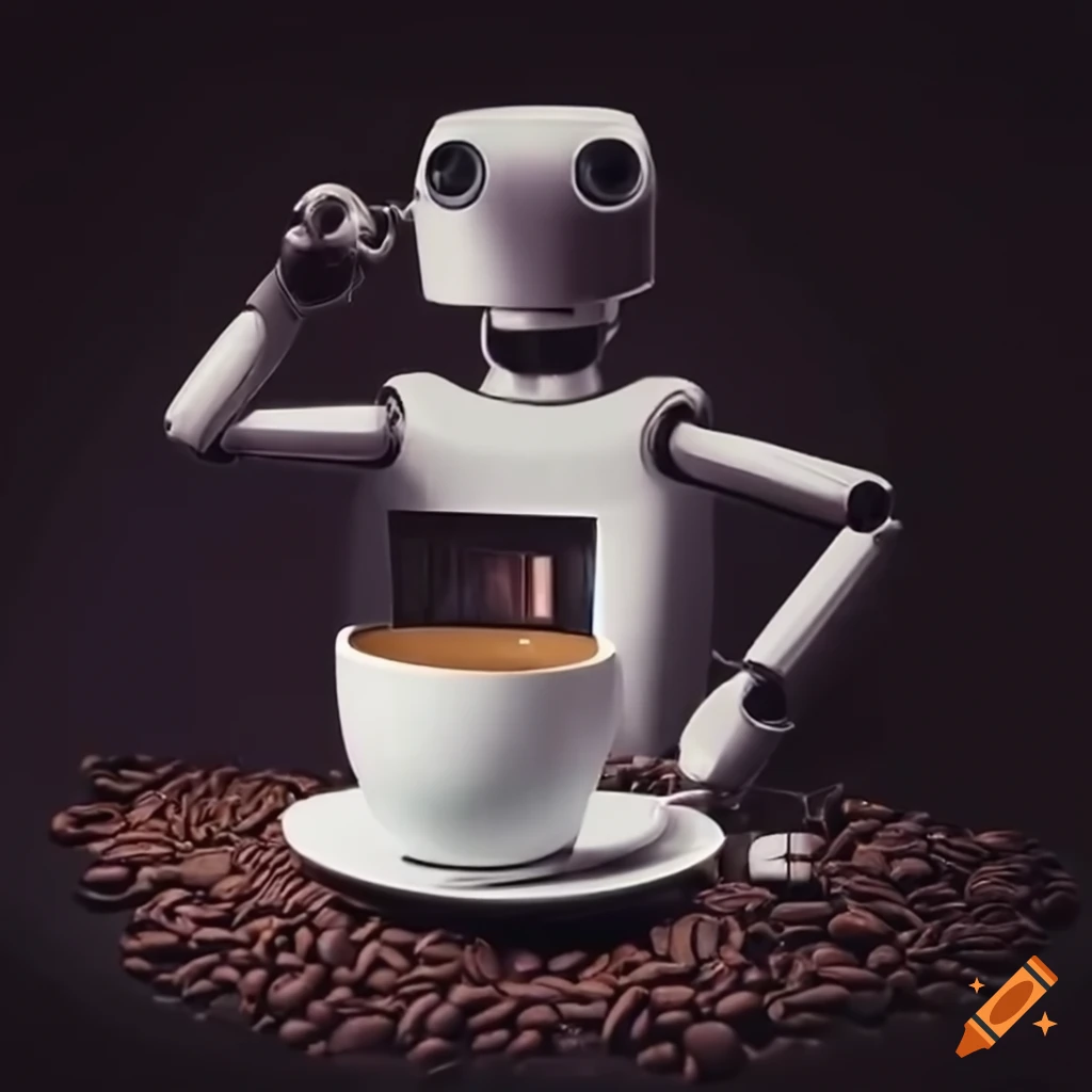 Robot assisting in a coffee shop on Craiyon