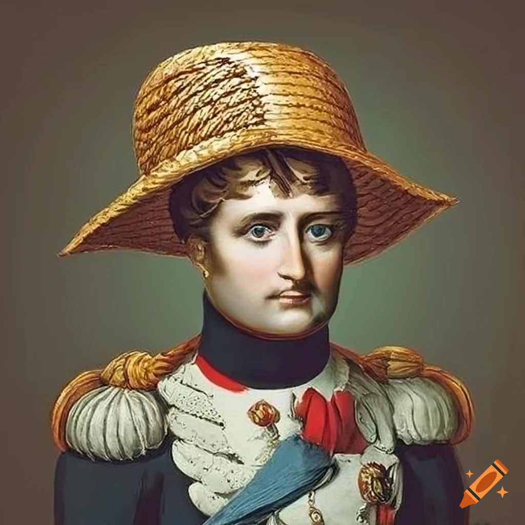 Portrait of napoleon bonaparte with straw hat