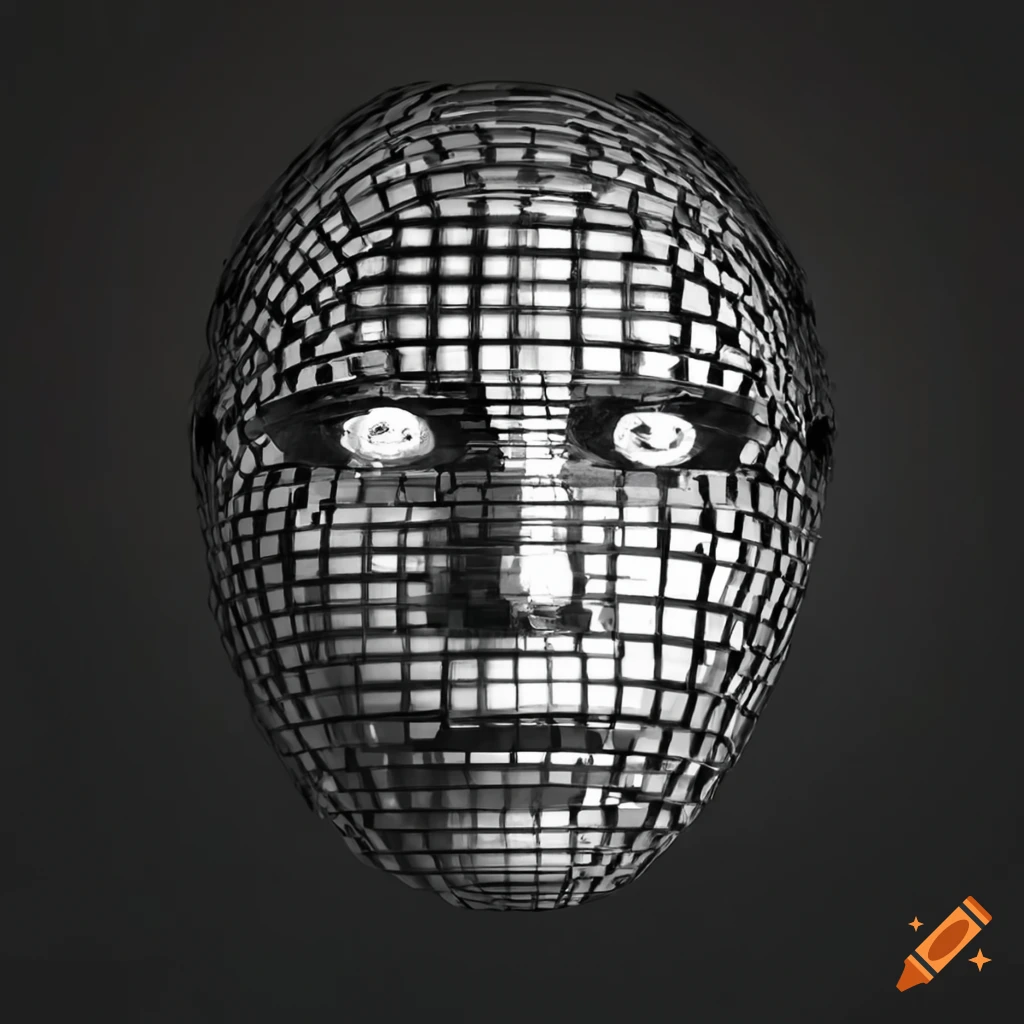 Conceptual art of a human face as a disco ball on Craiyon