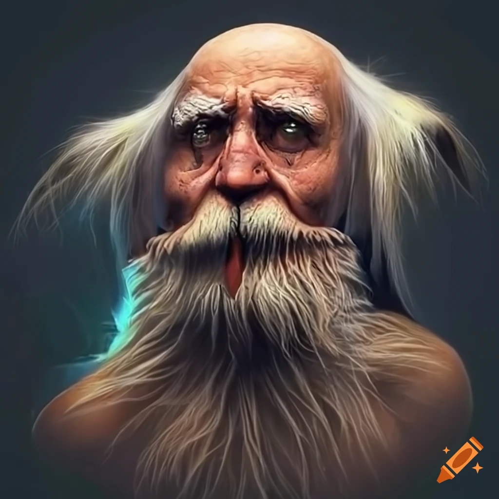 art of an old man with unique features