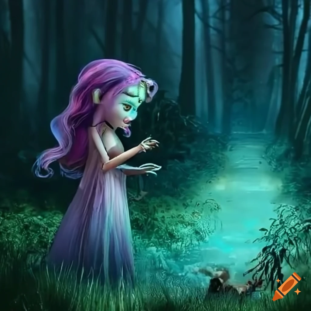 fantasy illustration of Lily and Shimmer in a forest