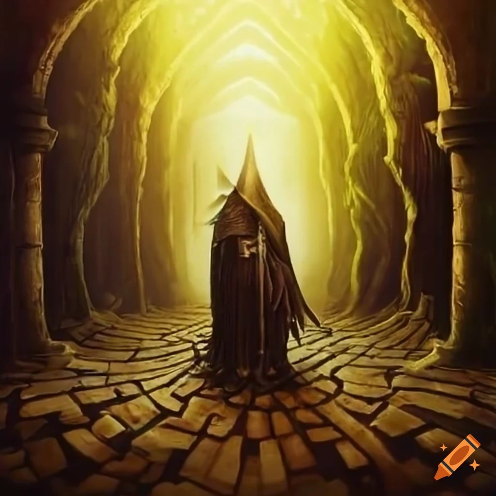 wizard guarding a mysterious labyrinth