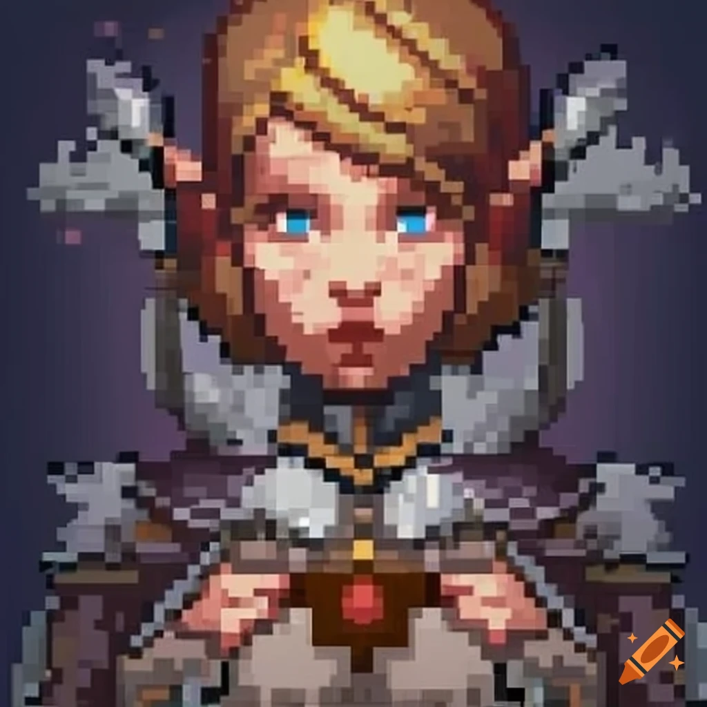 Pixel art of a fantasy cleric girl
