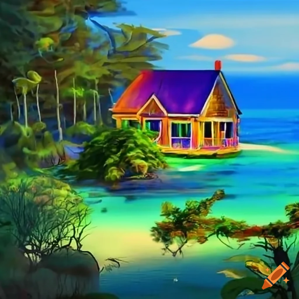 Image Of A Private Island Cottage For Guests On Craiyon