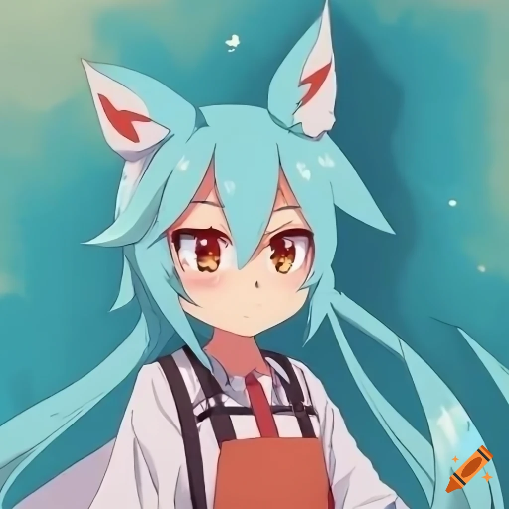 Cute cyan-colored senko-san anime character on Craiyon
