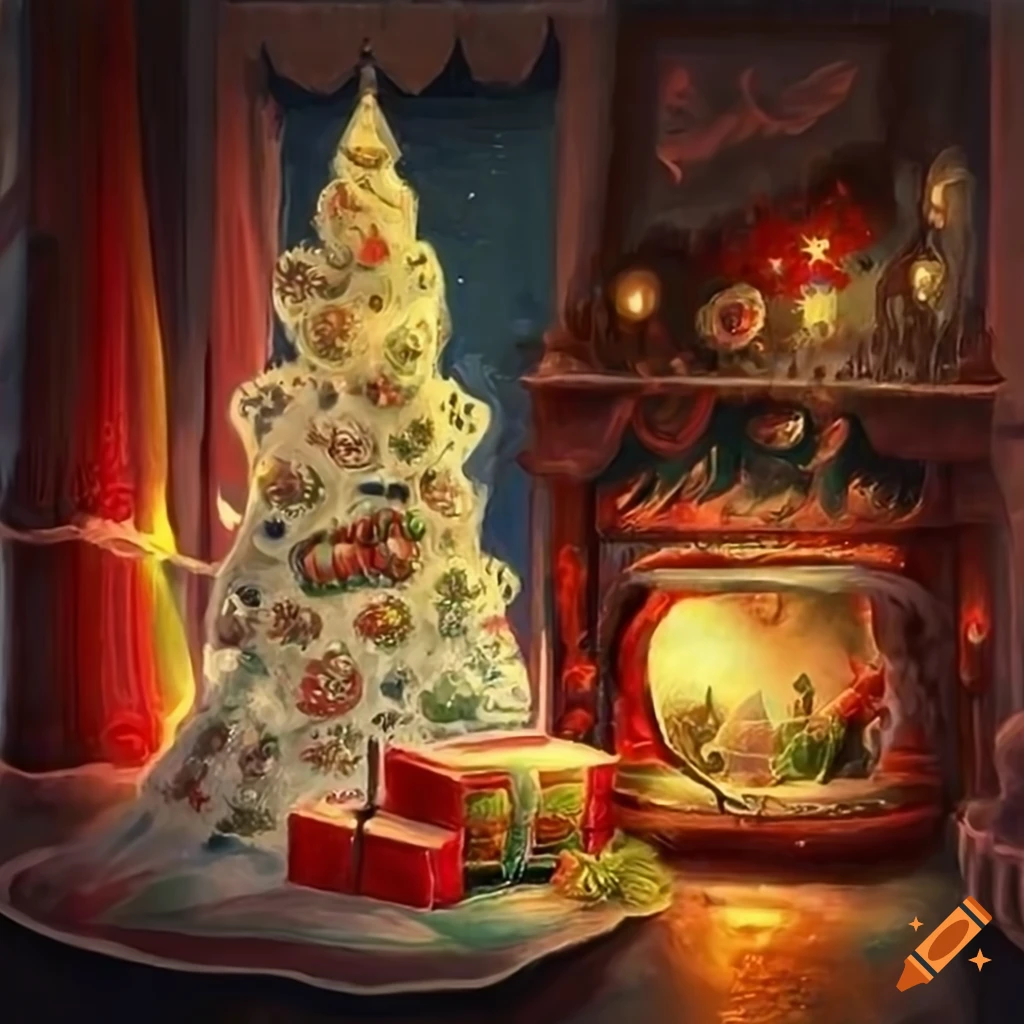 photorealistic Christmas scene inspired by Russian fairytales