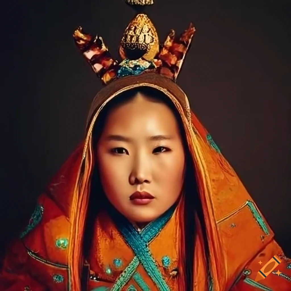 Portrait of a beautiful mongolian woman on Craiyon