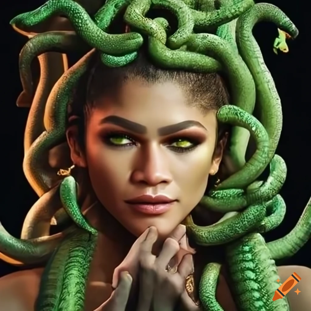 Zendaya as Medusa with reptilian skin