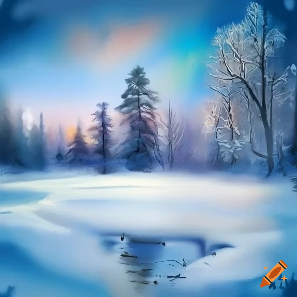 digital painting of a winter landscape