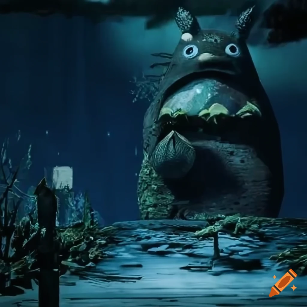 Totoro blade runner diorama video game screenshot