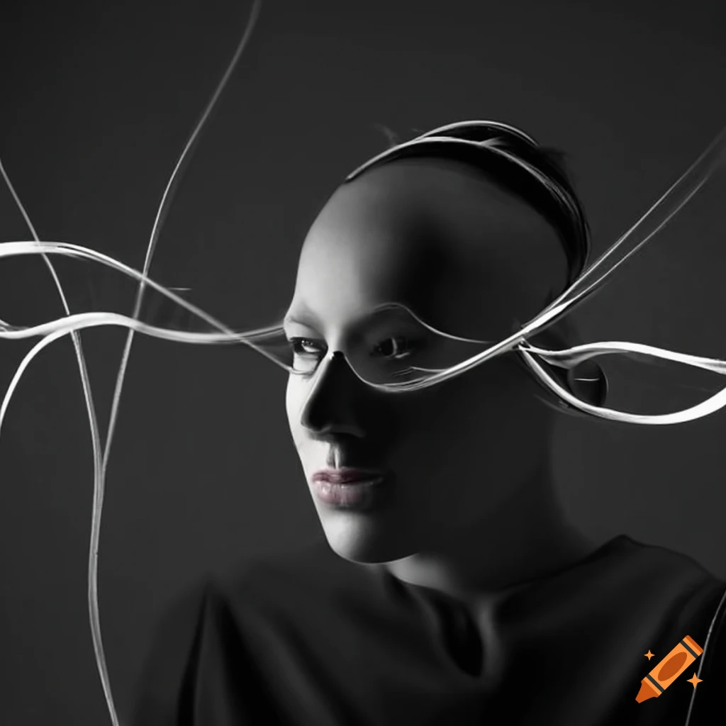digital art of human silhouette made of radio waves