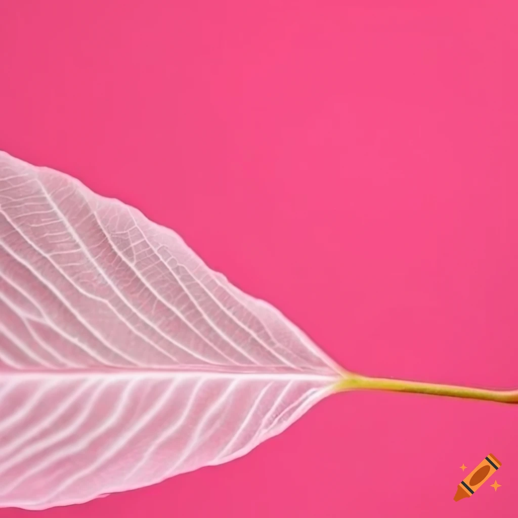 white leaf on pink background