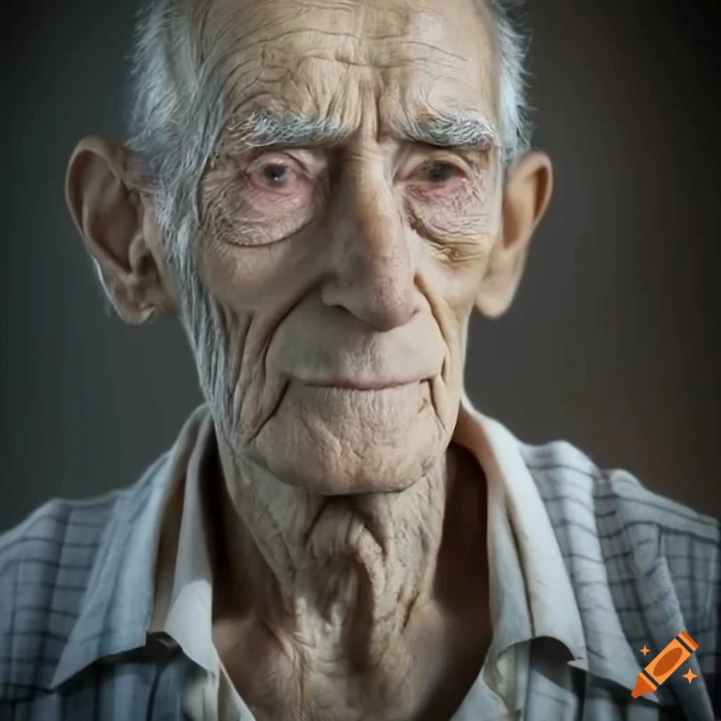 photorealistic depiction of an elderly man with dementia