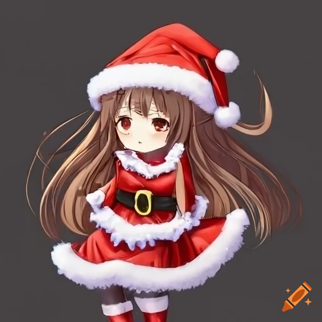 Anime Manga Girl Dressed In Santa Claus Costume Showing Product Empty Copy  Space On Open Hand Palm. Portrait Of Beautiful Japanese Asian Woman Holding  Hands And Copy Space Royalty Free SVG, Cliparts,