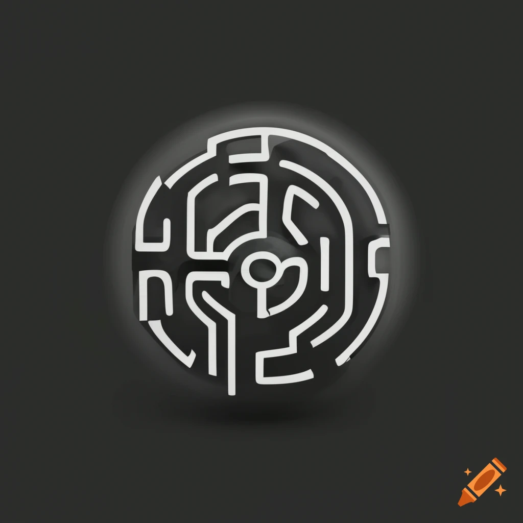 minimalist logo with abstract shapes and labyrinth