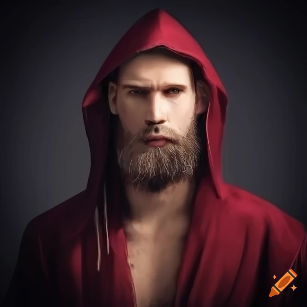 Portrait of a bearded wizard in a robe
