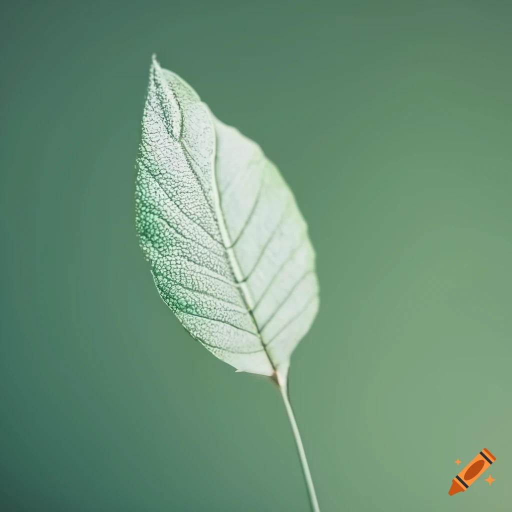 minimalist white leaf on green background