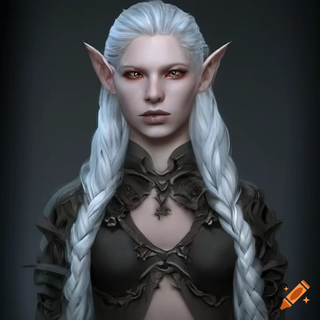 artwork of a white-haired fantasy elf female