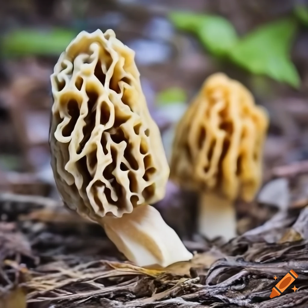 detailed image of a yellow morel mushroom