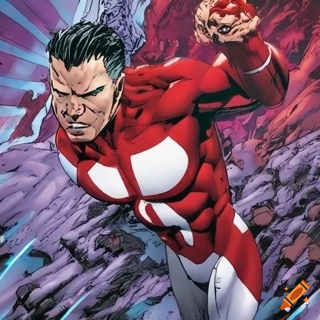 Epic comic book cover with beyond atom and omniman on Craiyon