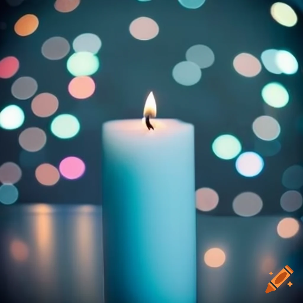 Blue and silver candles on bokeh backdrop