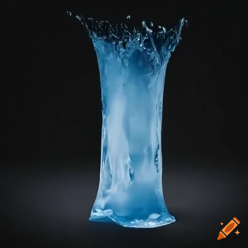 melting ice columns on black background