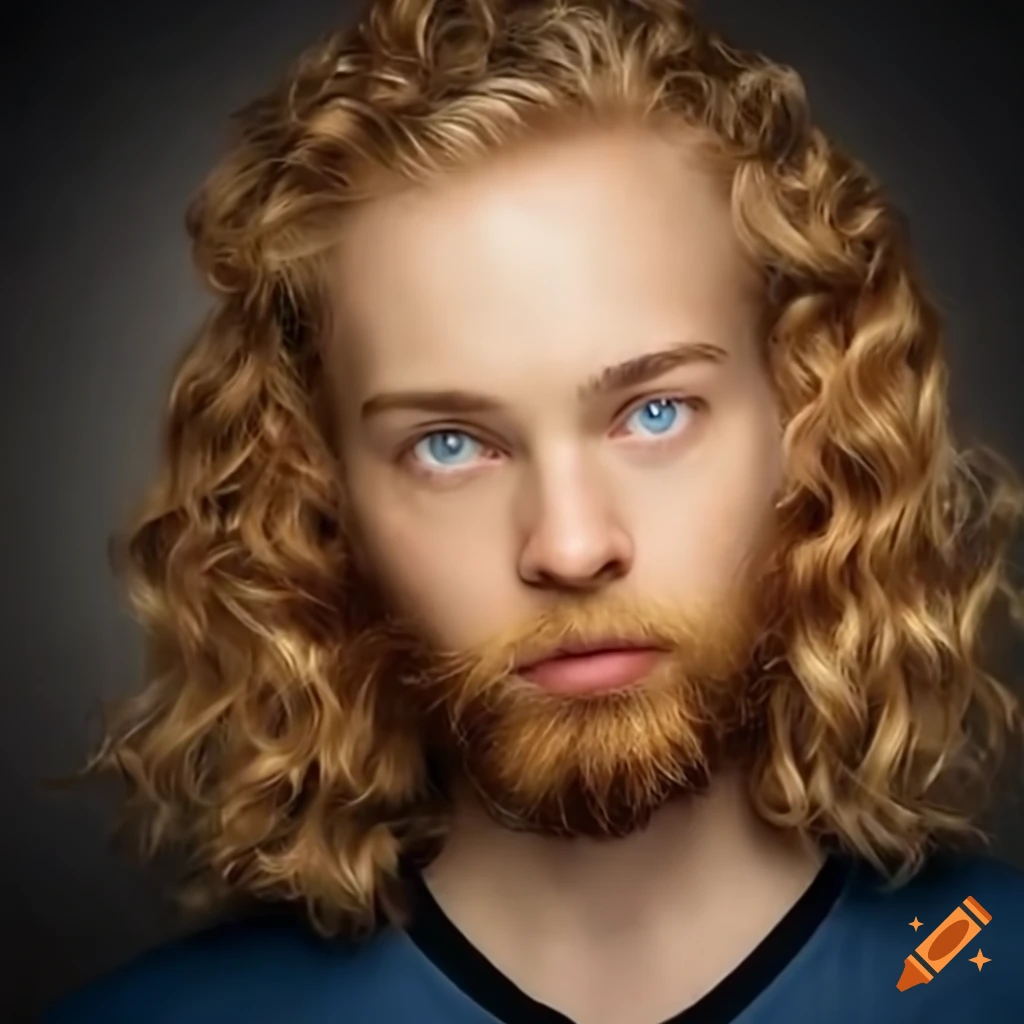 Portrait of a blond scientist with blue eyes and a beard on Craiyon