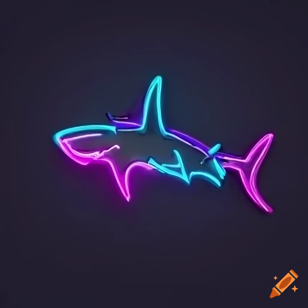 neon cyberpunk shark logo