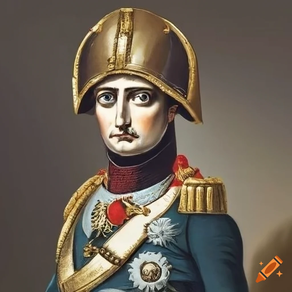 Napoleon bonaparte wearing a samurai helmet