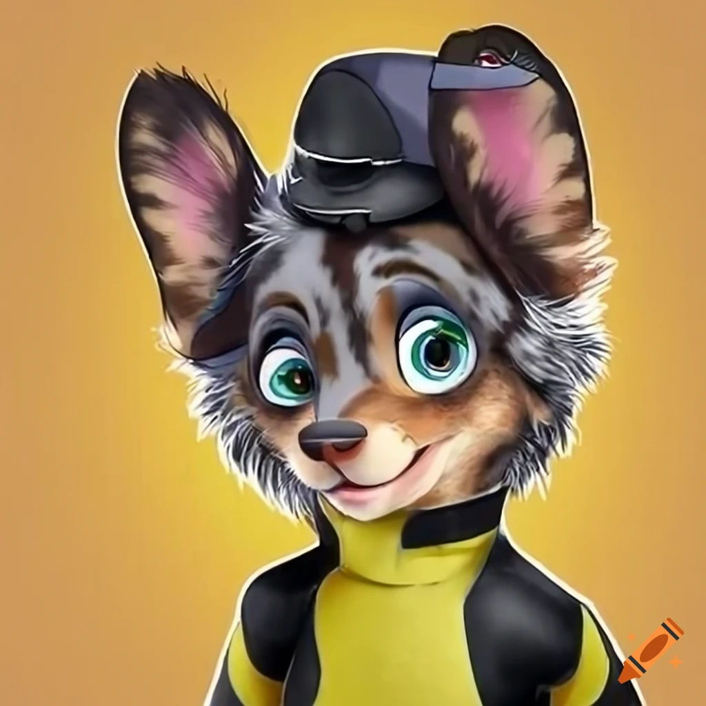 cute anthropomorphic Australian Shepherd boy in a wetsuit