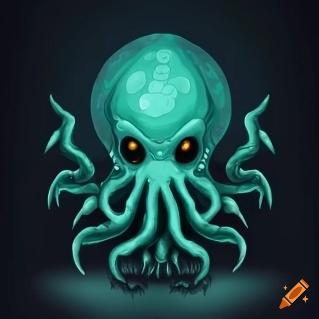 Character design of a cute cthulhu with a smile on Craiyon