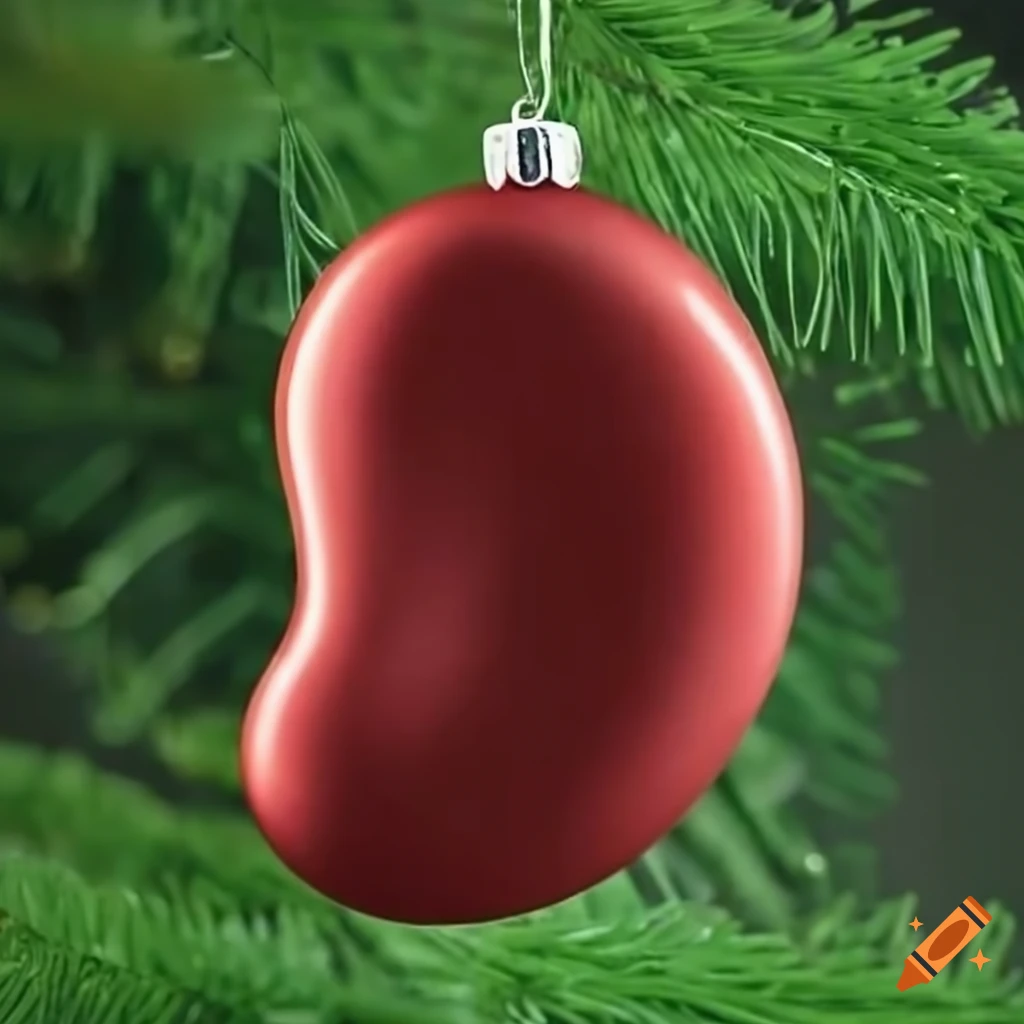 cute kidney bean ornament on a christmas tree