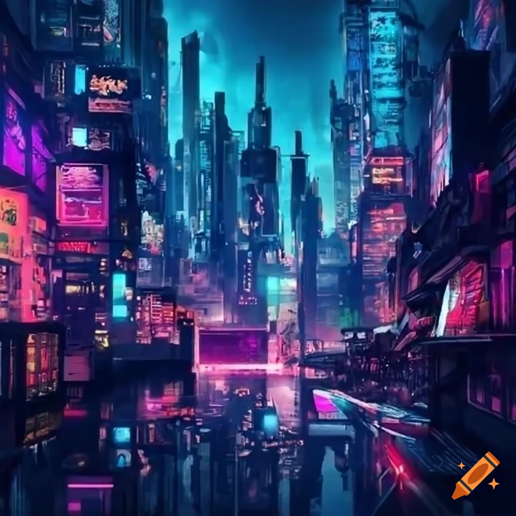 Cyberpunk cityscape with chinese elements