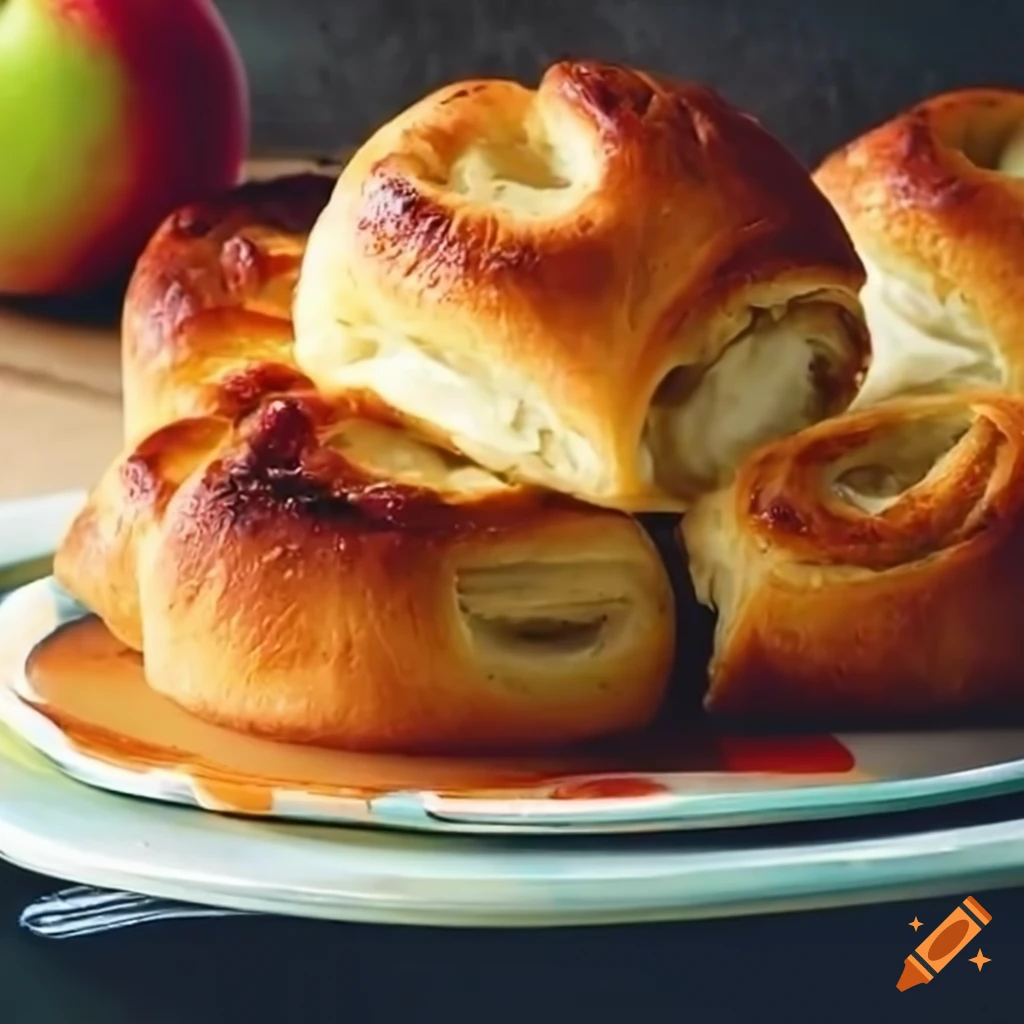 delicious baked rolls with apple butter