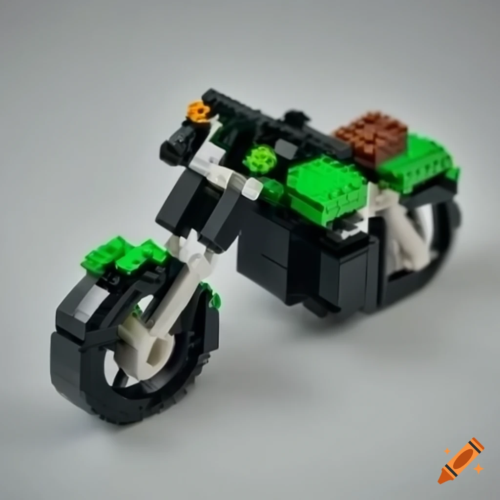 Lego model of a kawasaki motorcycle on Craiyon