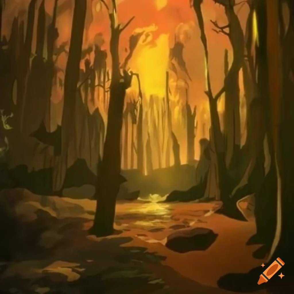 still image of the forest from the Boondocks show