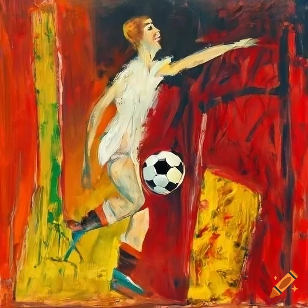 Oil painting of two soccer players in vibrant colors on Craiyon
