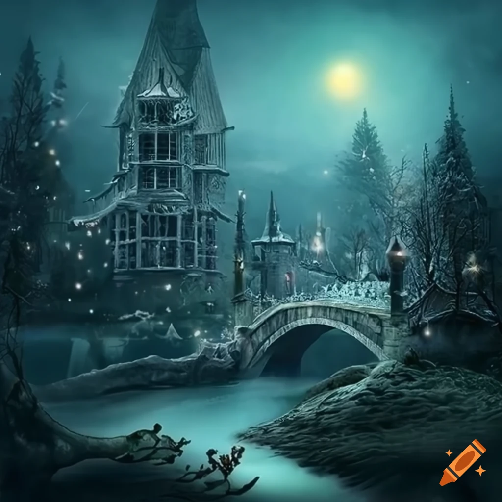 surrealistic park with strange creatures and fantasy elements