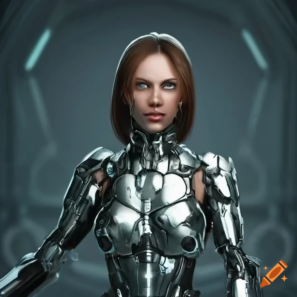 Futuristic cyborg woman in chrome armor on Craiyon