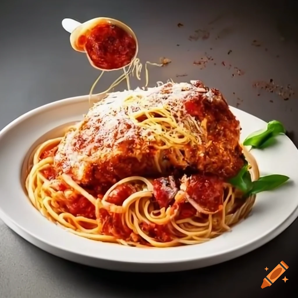 delicious chicken Parmesan with spaghetti