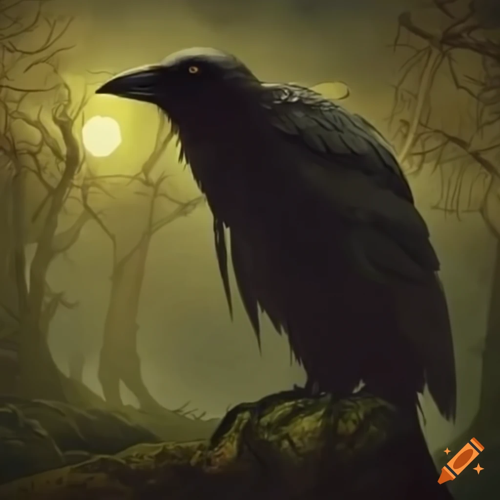 image of a terrifying crow-man from the forest