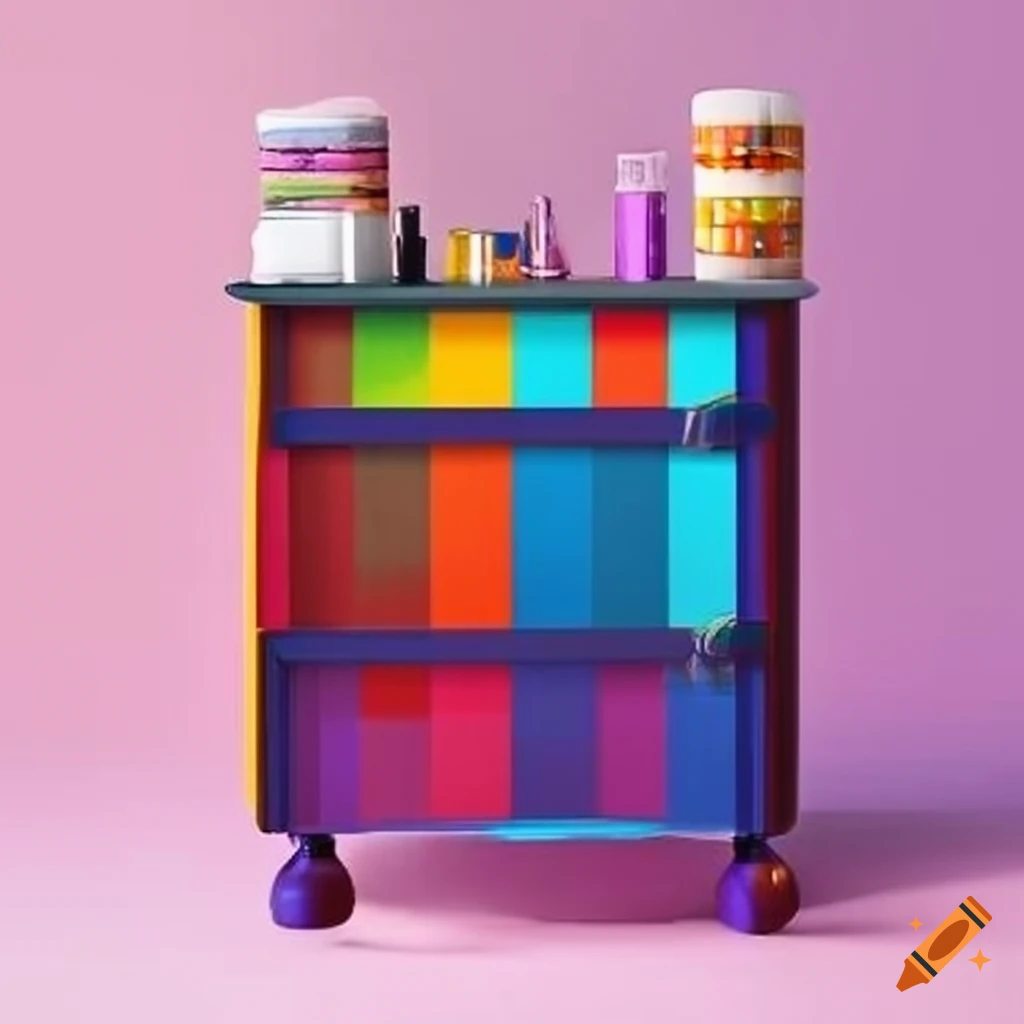 Colorful scottishthemed art supply storage unit