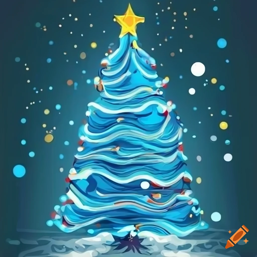 Blue artistic vector christmas tree on Craiyon
