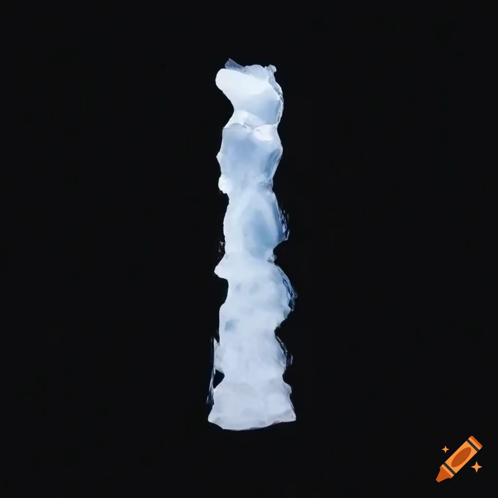 melting ice columns on black background