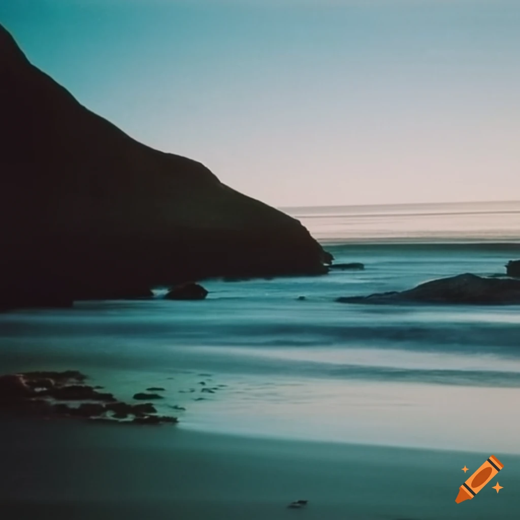 captivating beach landscape captured on 35mm film