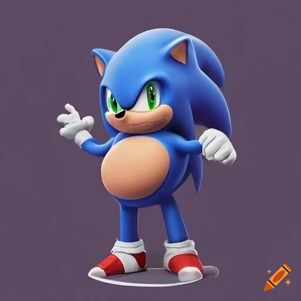 Humoristic Portrayal Of A Fat Man As Sonic On Craiyon