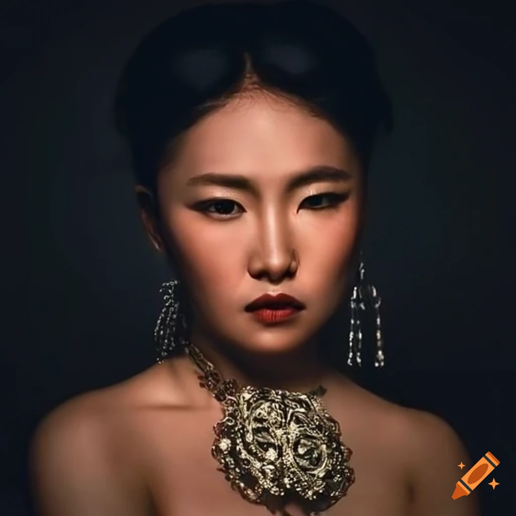 Portrait of a beautiful person from mongolia on Craiyon