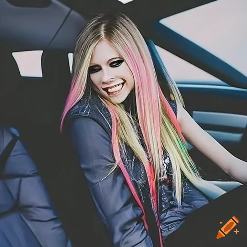 avril-lavigne-driving-a-manual-car-on-craiyon