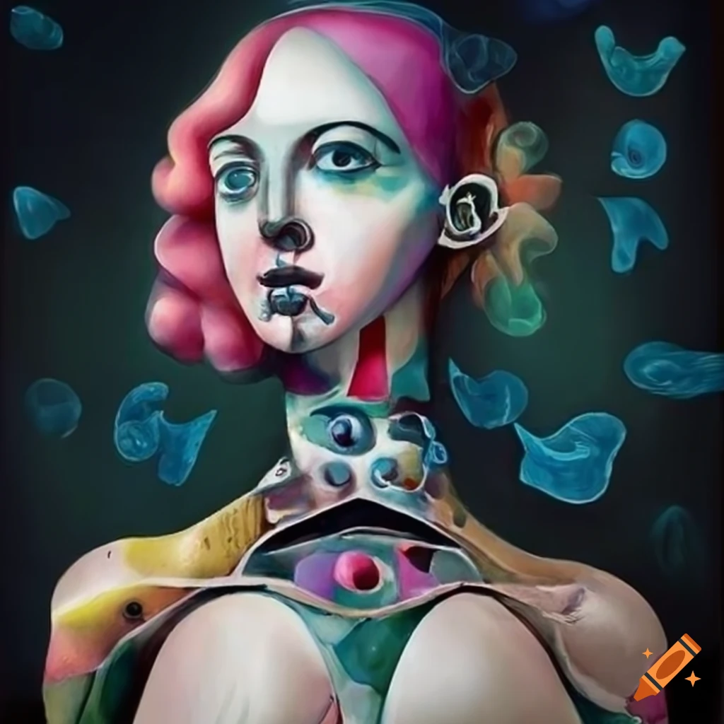 surrealist artwork of a robotic dove